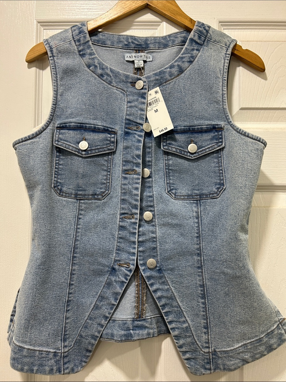 ANdNowThis Light Blue Denim Vest - Sleeveless Button-Front